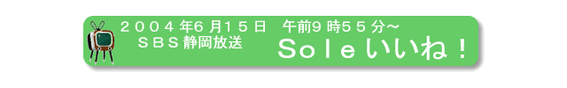 2004年6月15日、ＳＢＳ静岡放送、『Ｓｏｌｅいいね！』