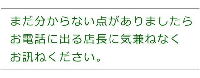 まだ不明点があるようでしたら、お電話で問い合わせください。