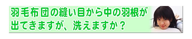 質問の内容：羽根が出てくる羽毛布団ですが、クリーニングを受け付けてくれますか？