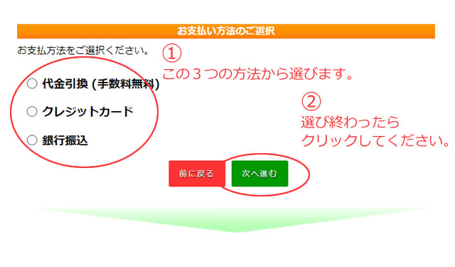 支払い方法の選択