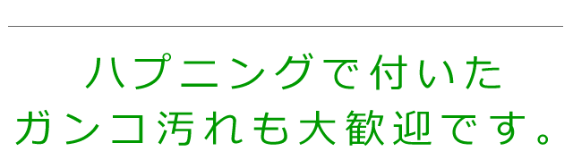 ハプニングで付いたガンコ汚れも大歓迎！