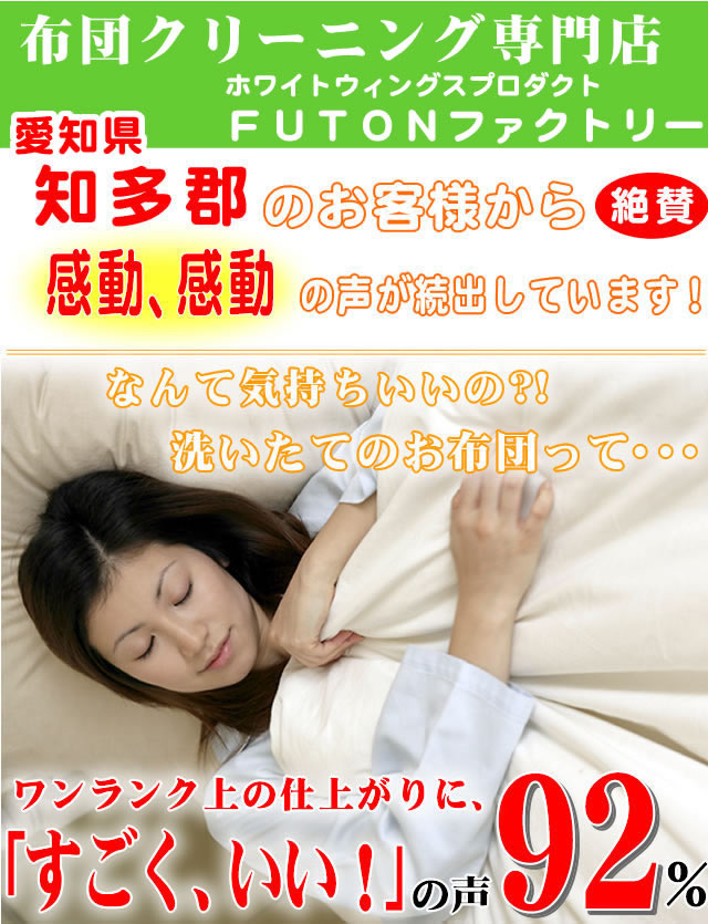 布団クリーニングを利用した愛知県知多郡(阿久比町・武豊町・東浦町・南知多町・美浜町)のお客様の声